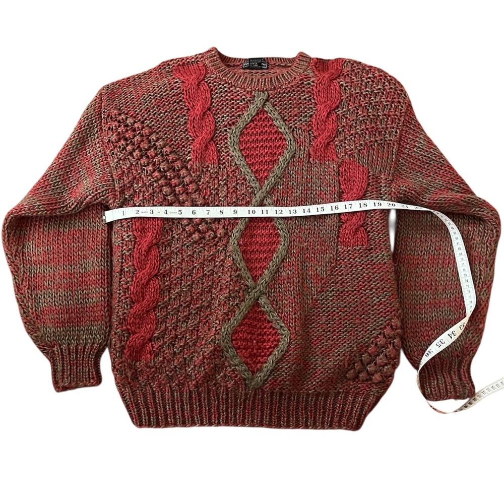Peter England Red And Gray Patterned Crewneck Swe… - image 4